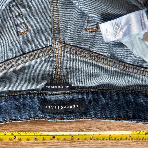 Aeropostale Women's Size 8 High Rise Wide Leg Jean Dark Wash - Picture 7 of 8
